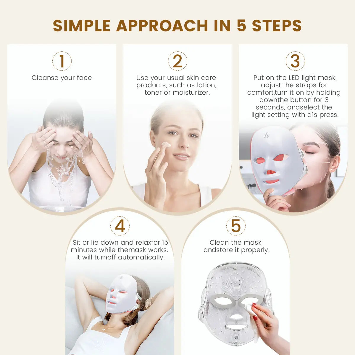 Red light therapy mask, 7-color LED photorejuvenation mask