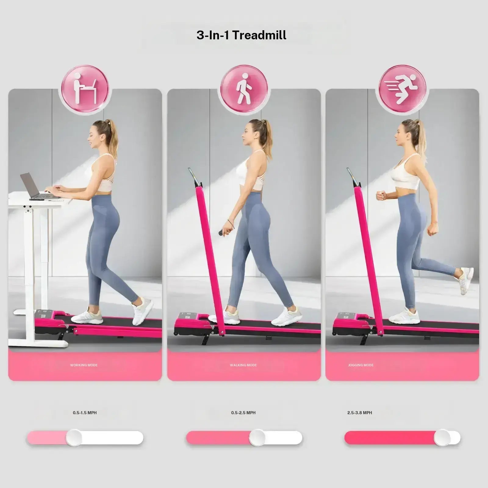 Foldable Handrail Adjustable Incline Treadmill
