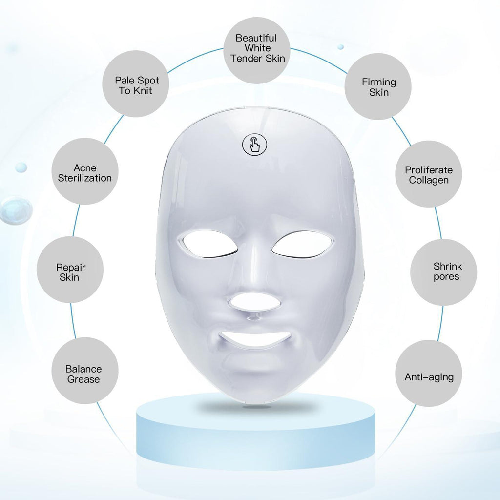 Red light therapy mask, 7-color LED photorejuvenation mask